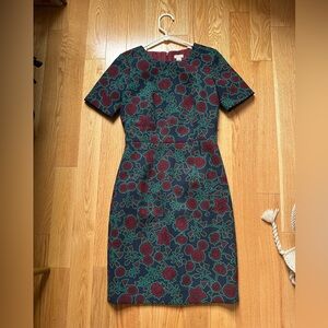 Floral Green and Red Dress